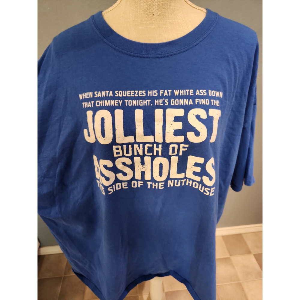 Gildan Christmas 100% heavy cotton short sleeve T-shirt Jolliest bunch or Aholes - Picture 2 of 7